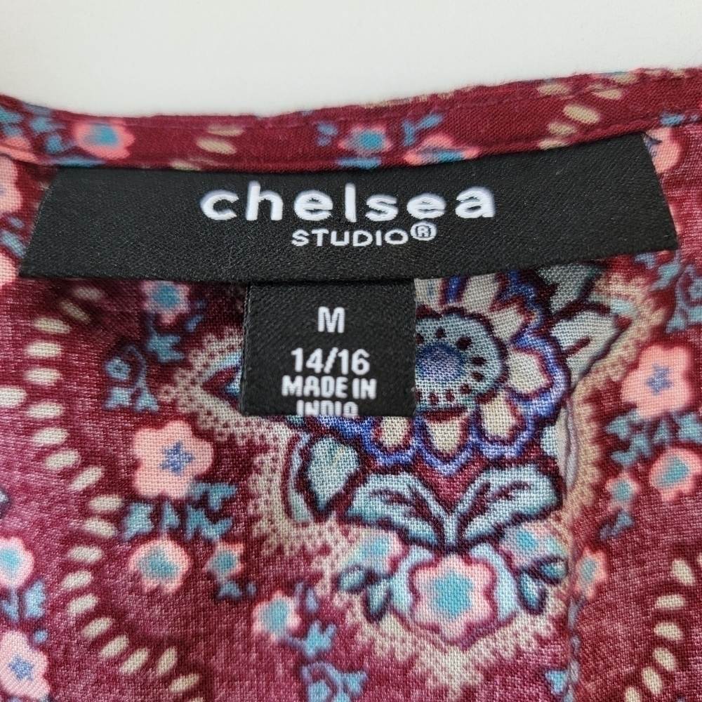 Chelsea Studio Burgandy Floral Dress Size 14/16 - Picture 4 of 9